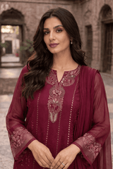 Mahroon Royale 3PC Lawn Unstitched Suit