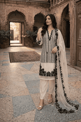 Off White Grace 3PC Lawn Unstitched Suit
