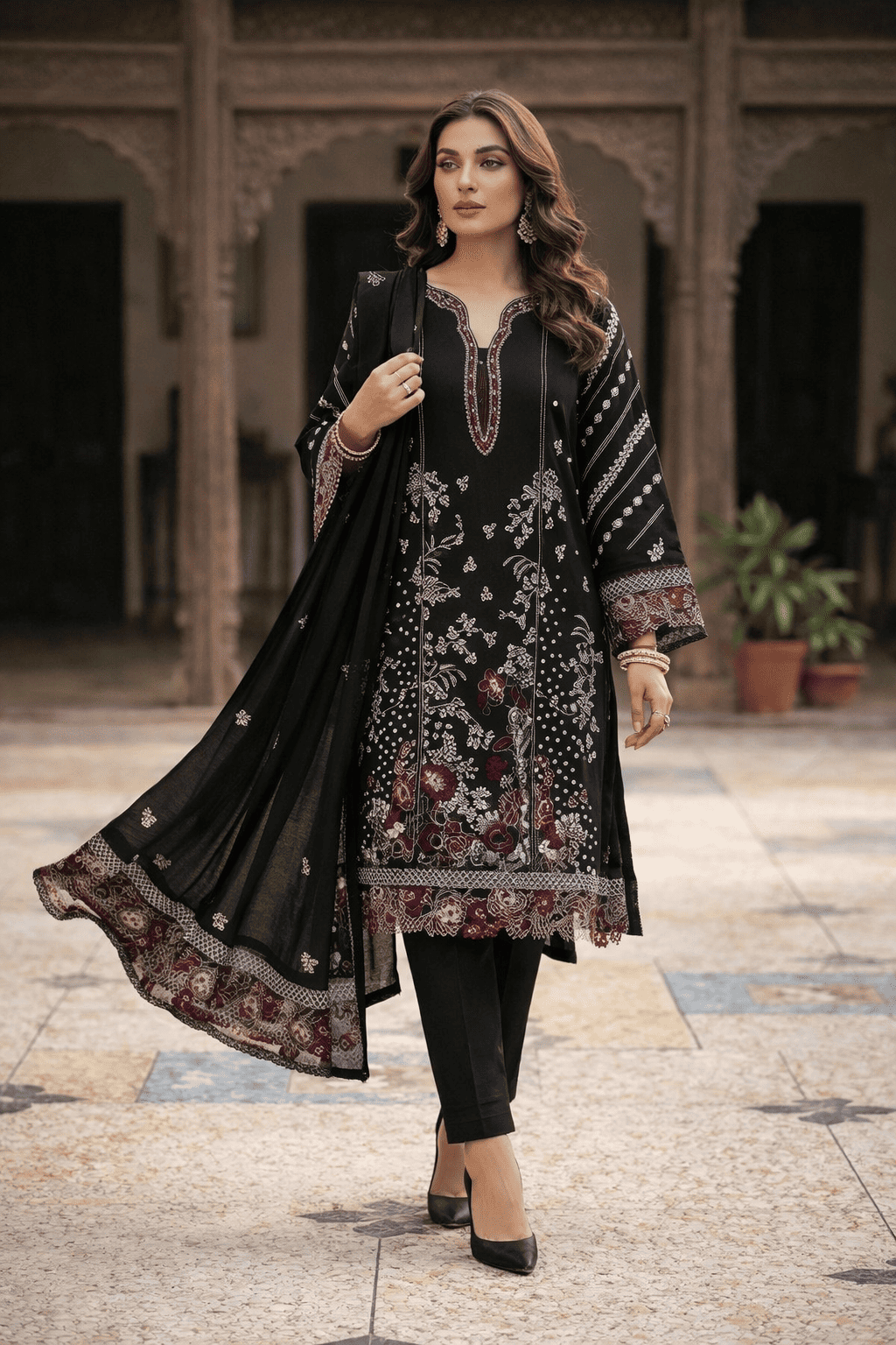 Black Elegance 3PC Lawn Unstitched Suit