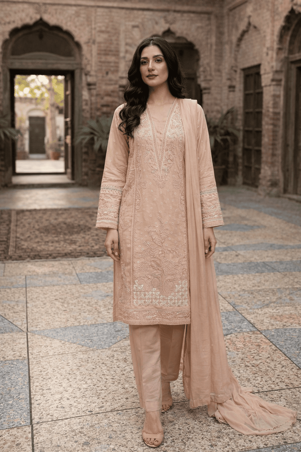 Peach Glow 3PC Lawn Unstitched Suit
