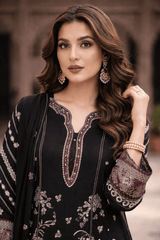Black Elegance 3PC Lawn Unstitched Suit