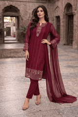 Mahroon Royale 3PC Lawn Unstitched Suit
