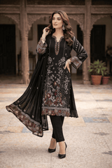 Black Elegance 3PC Lawn Unstitched Suit