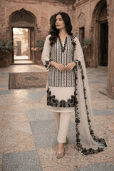 Off White Grace 3PC Lawn Unstitched Suit