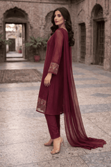 Mahroon Royale 3PC Lawn Unstitched Suit